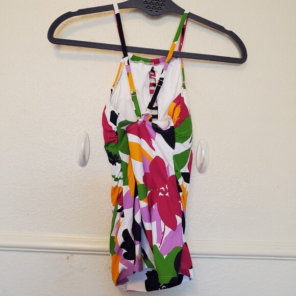 Anne Cole‎ Women's High Neck Tankini Swim Top Colorful Size Small X Back Straps - Picture 4 of 14